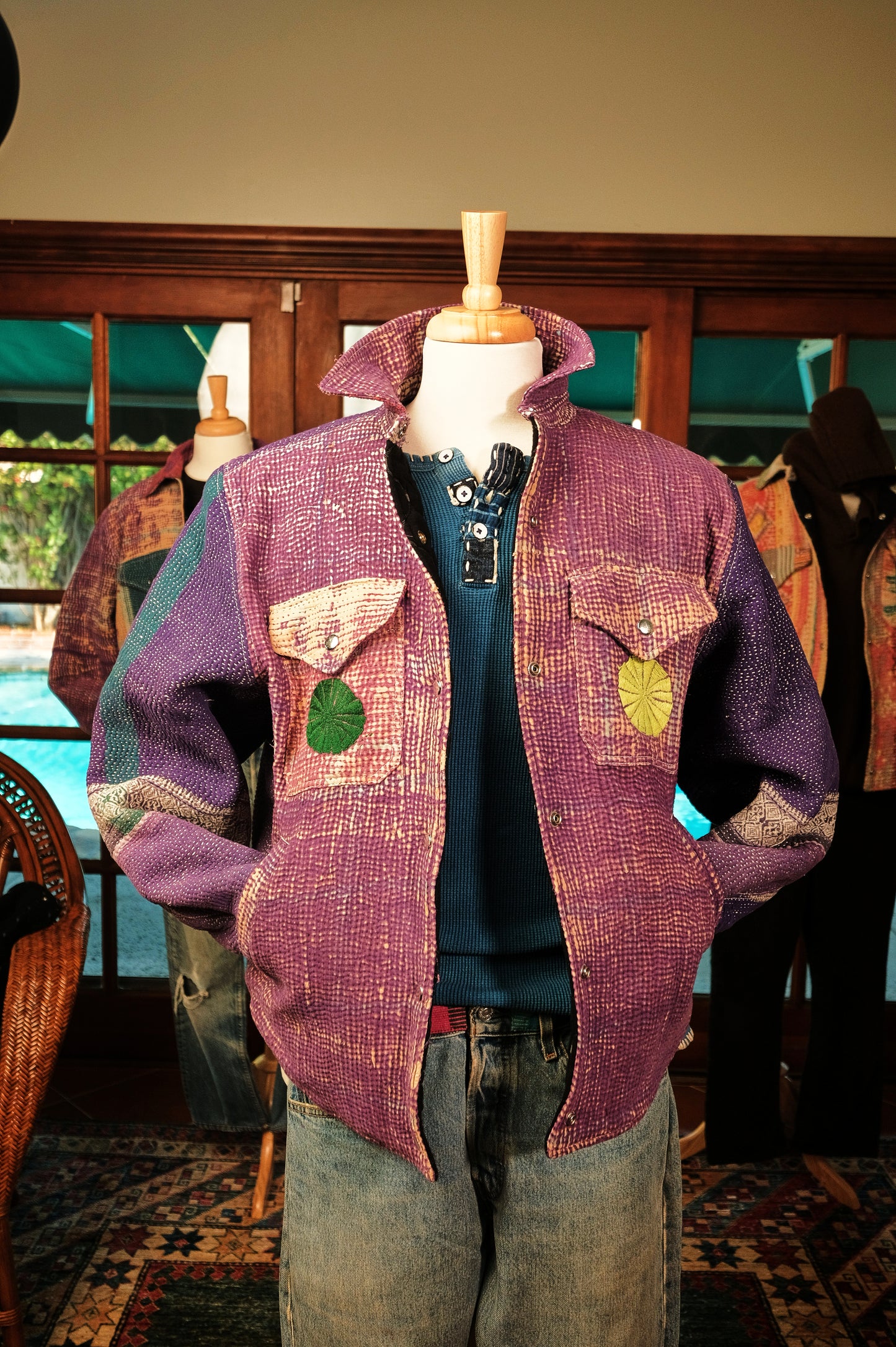 Lined Kantha Jacket-Violet