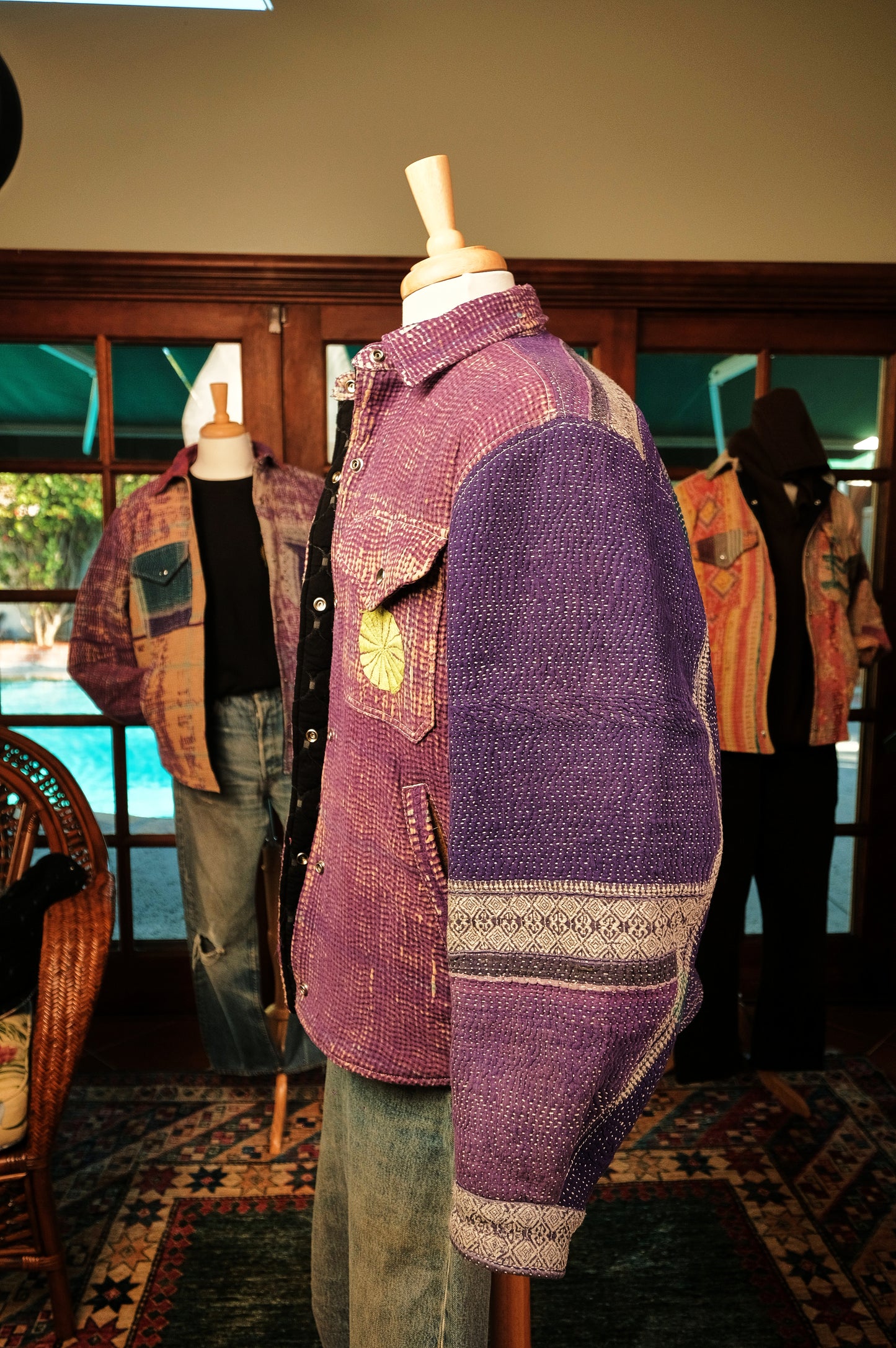 Lined Kantha Jacket-Violet
