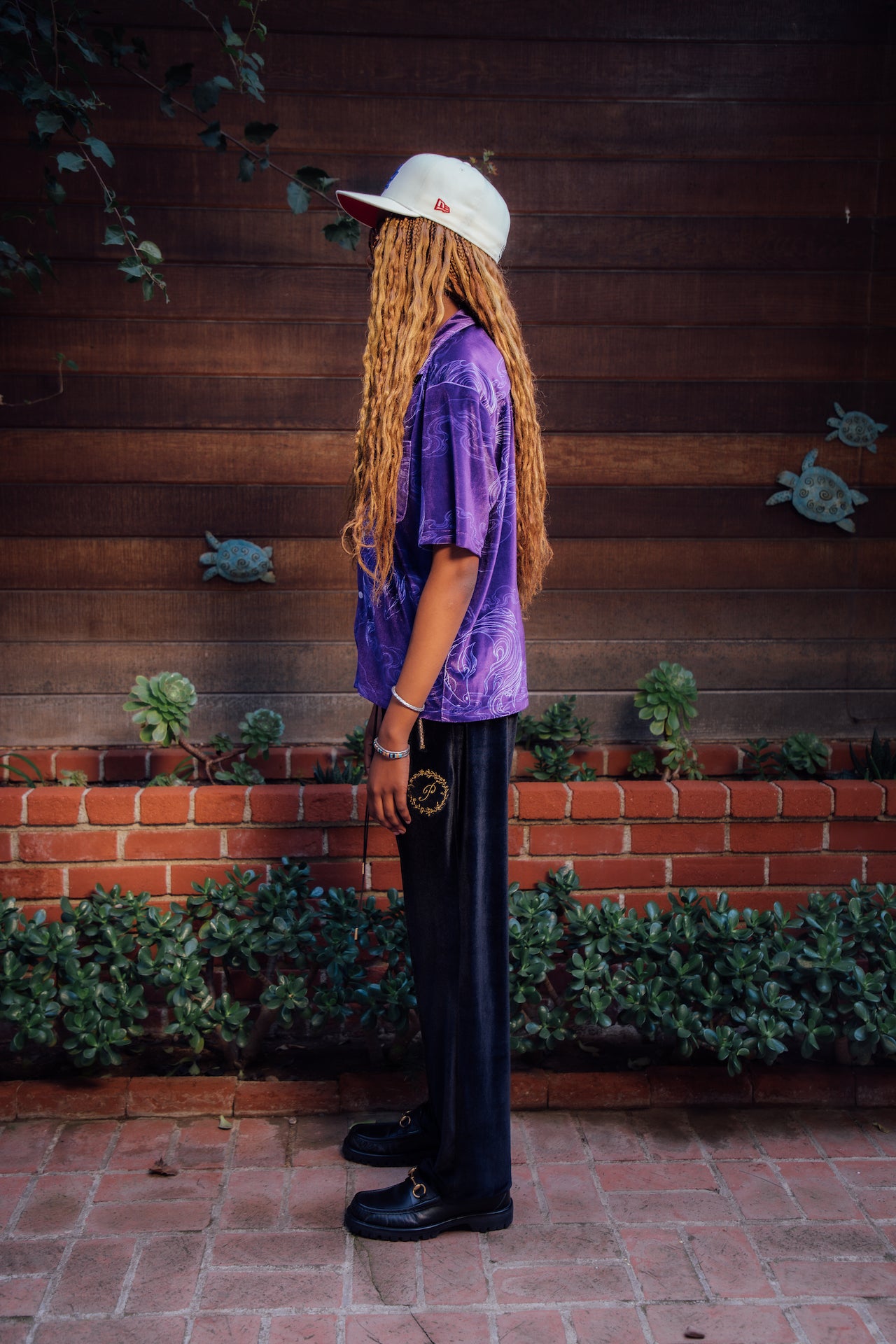 Pleated Velour Sweatpants-Noir