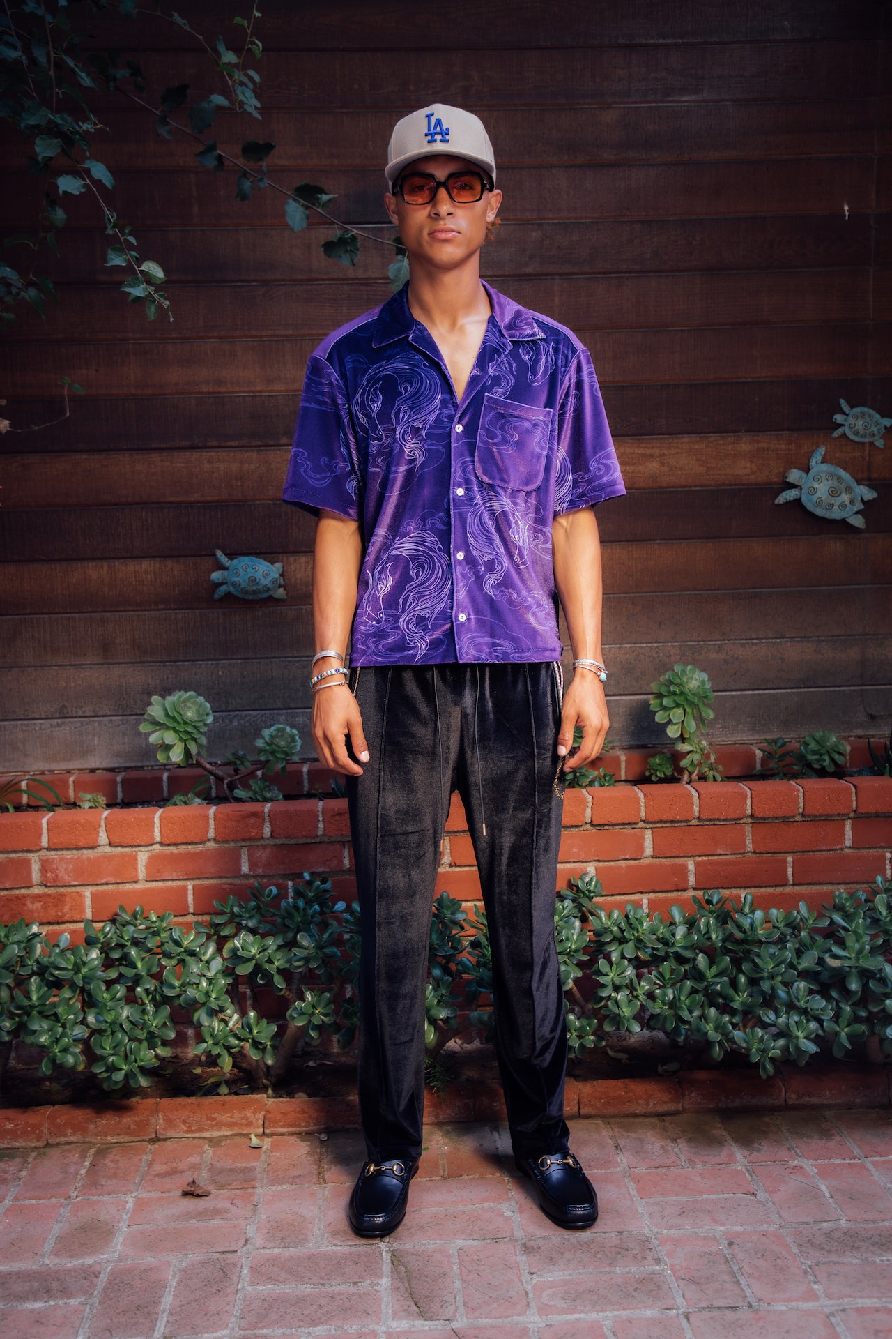 Pleated Velour Sweatpants-Noir