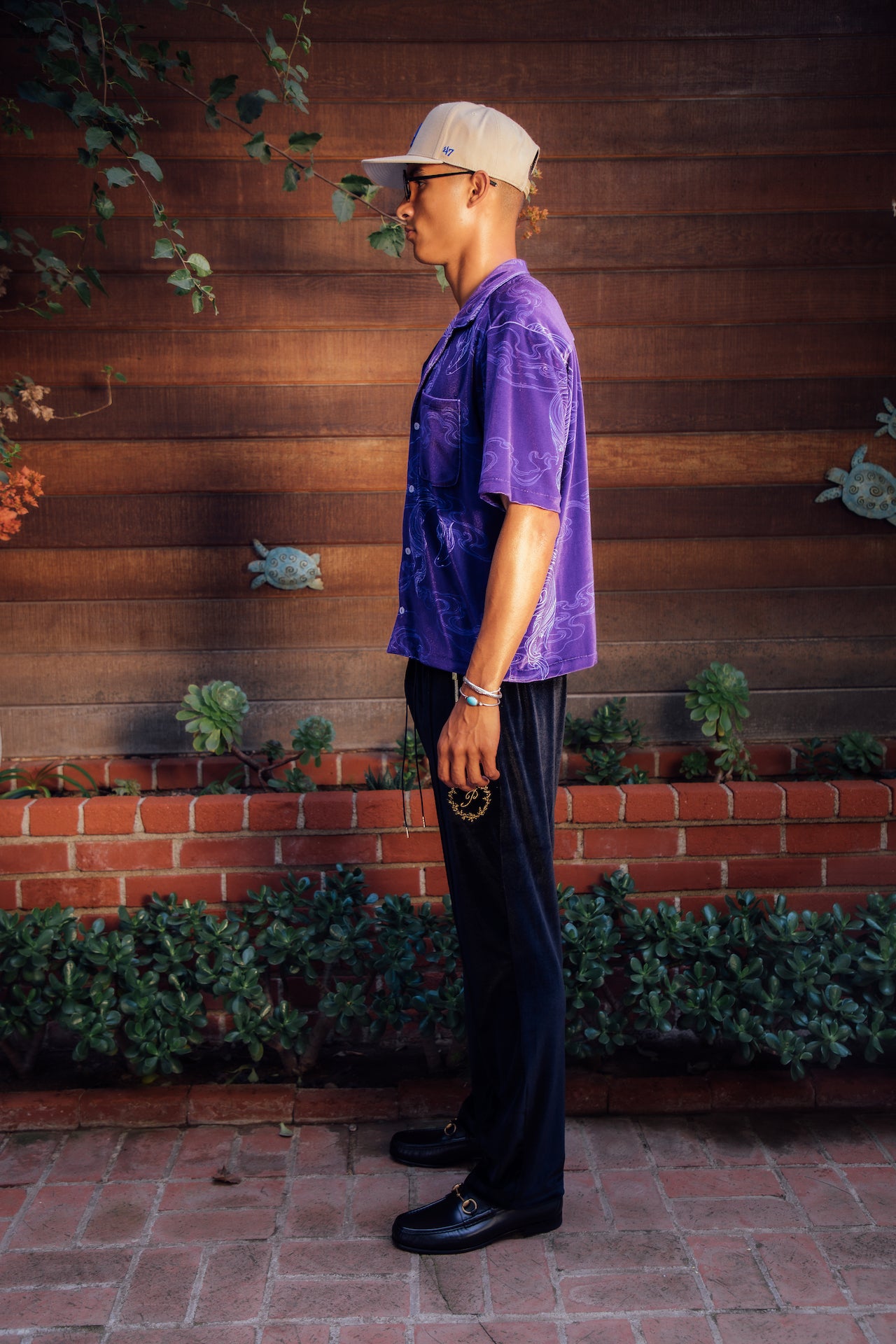 Pleated Velour Sweatpants-Noir