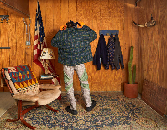 Japanese Plaid Shirt Jacket-Forest Green