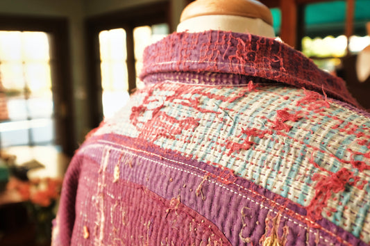 Lined Kantha Jacket-Lavender