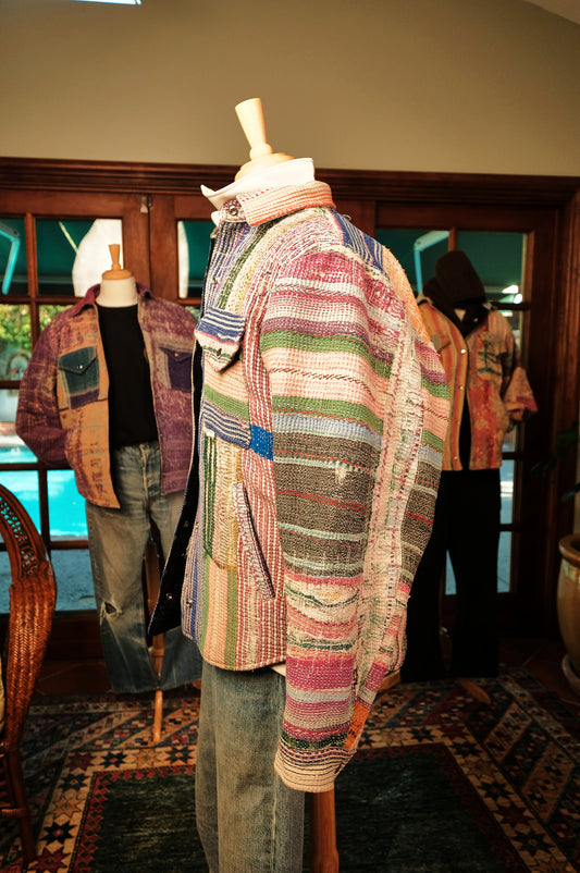 Lined Kantha Jacket-Poncho