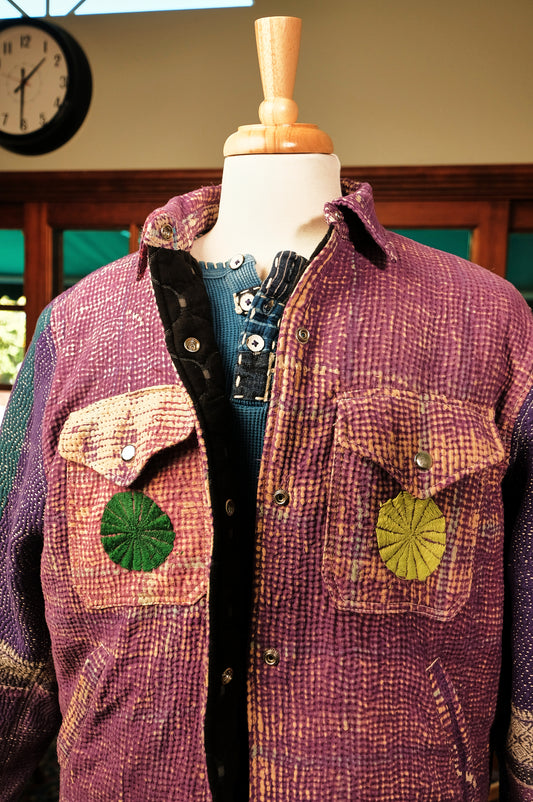 Lined Kantha Jacket-Violet