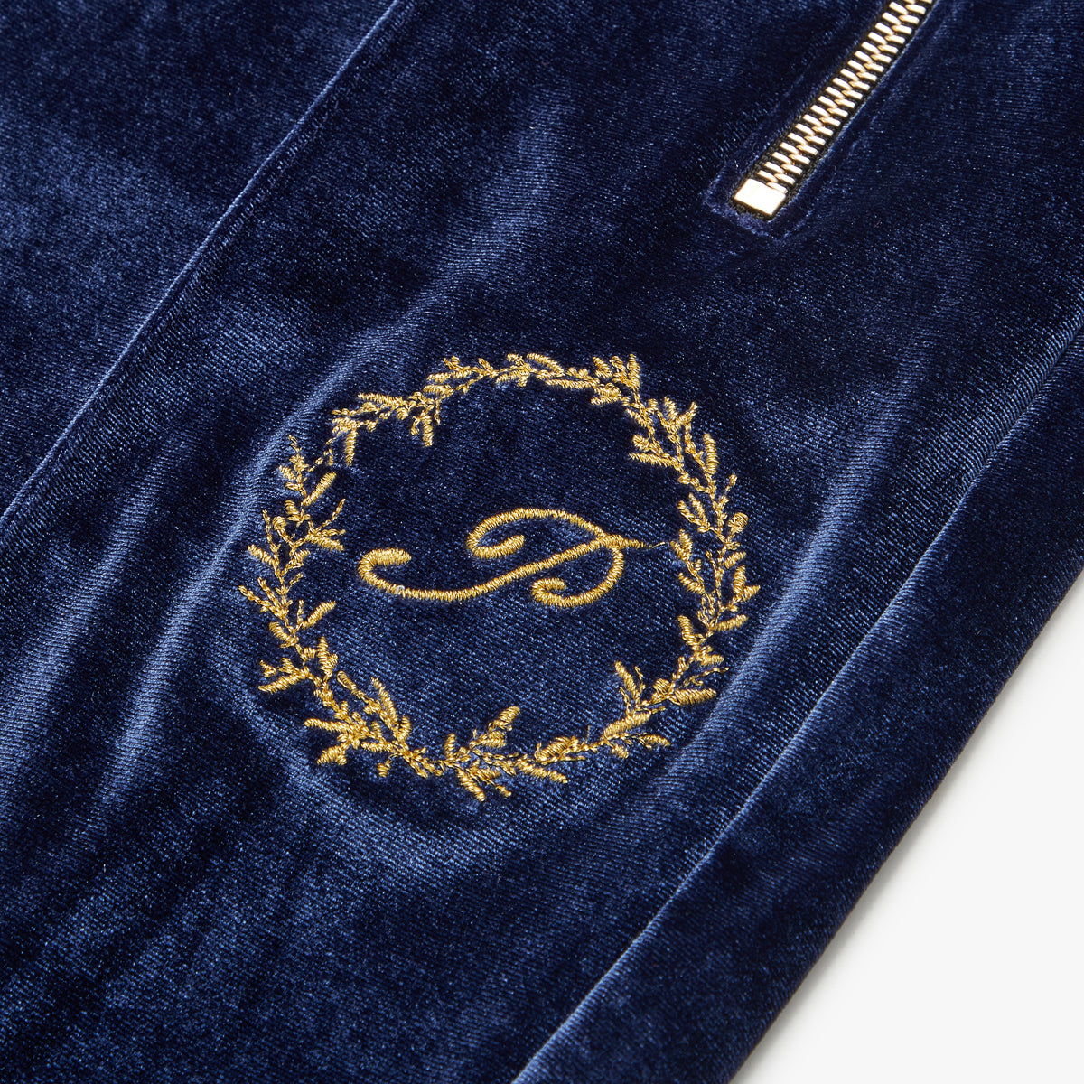 Pleated Velour Sweatpants-Night Blue