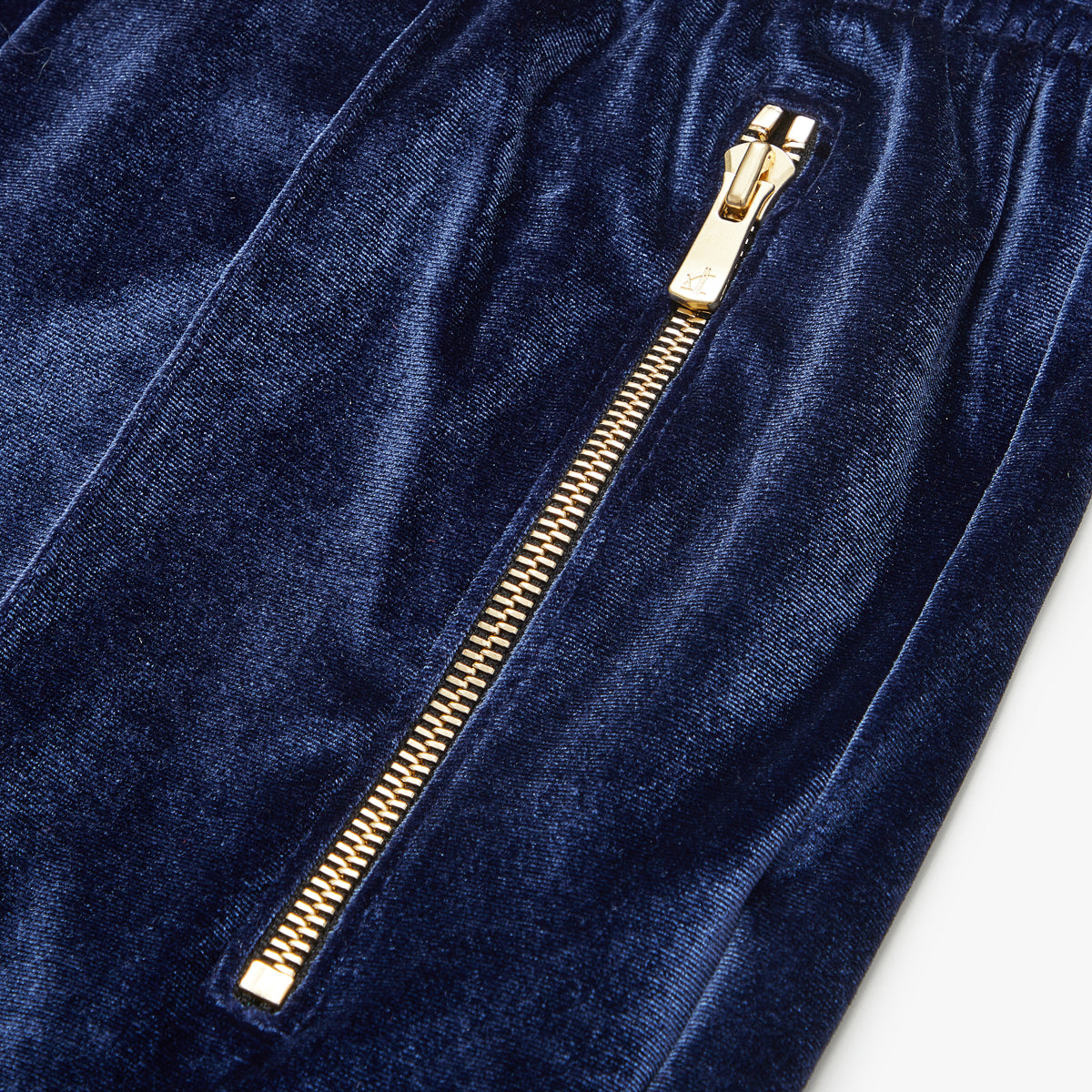 Pleated Velour Sweatpants-Night Blue