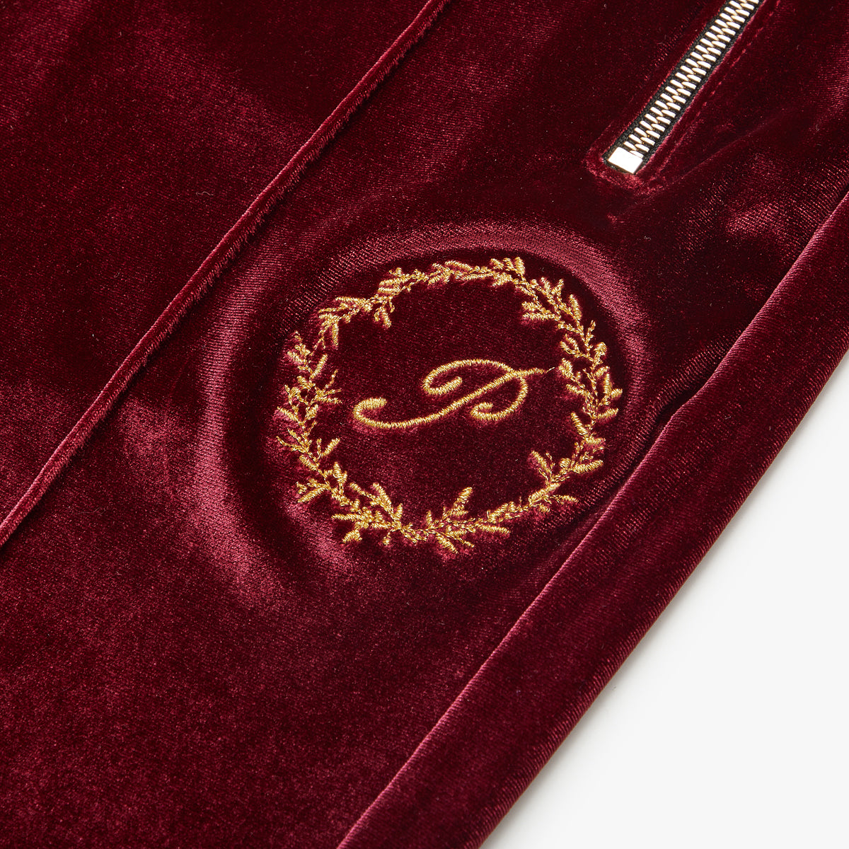 Pleated Velour Sweatpants-Burgundy