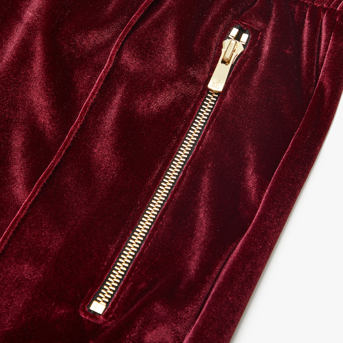 Pleated Velour Sweatpants-Burgundy