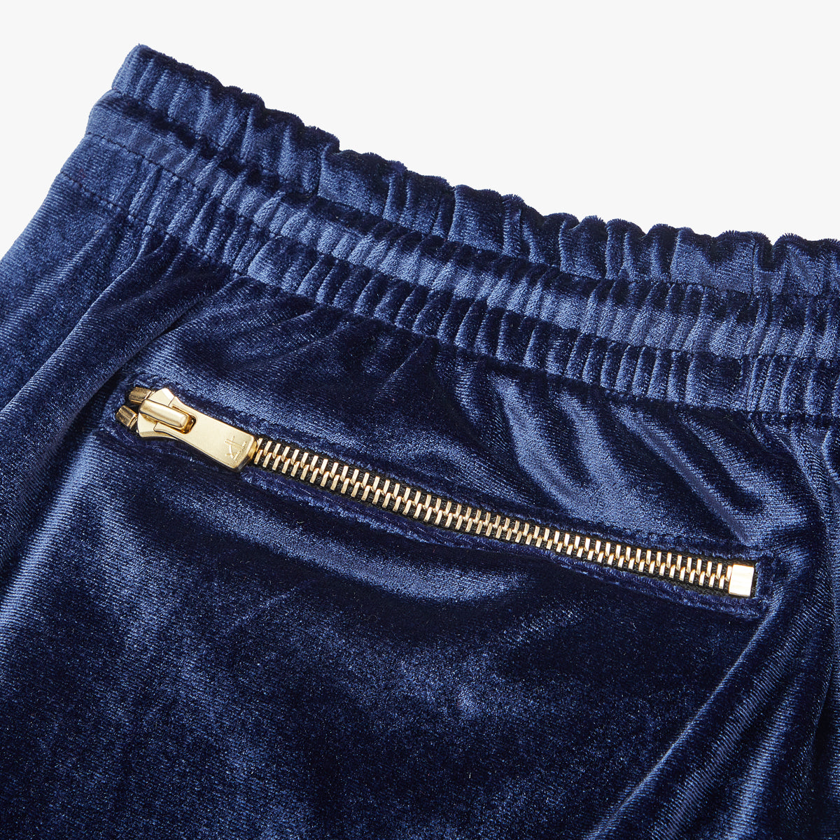 Pleated Velour Sweatpants-Night Blue