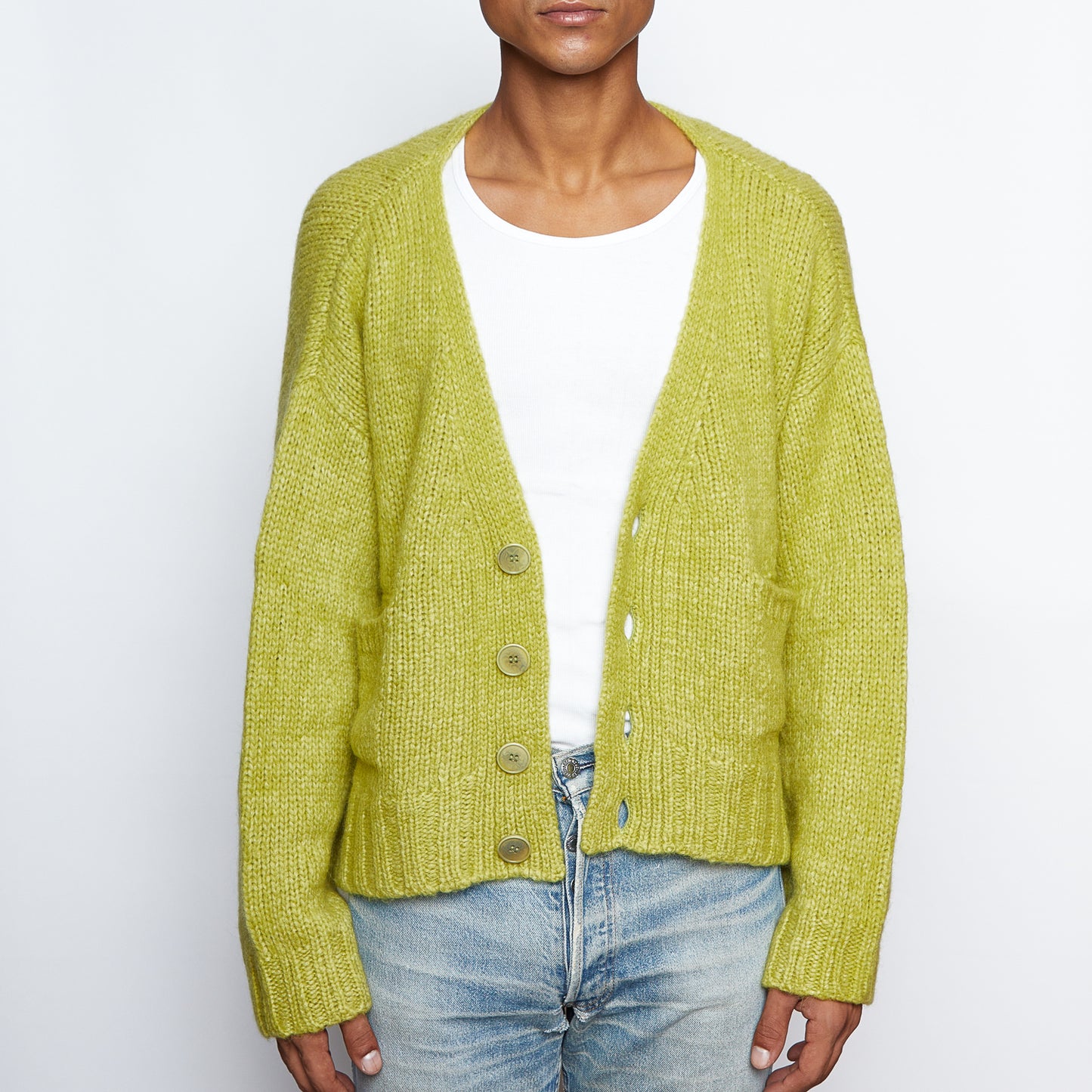 Alpaca Wool Cardigan-Matcha