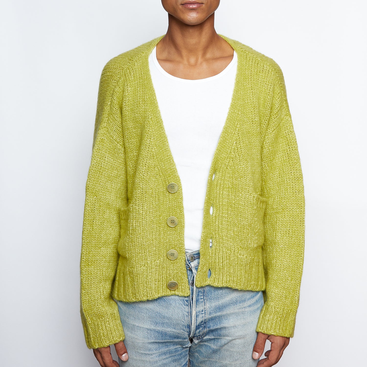 Alpaca Wool Cardigan-Matcha – Pine Los Angeles