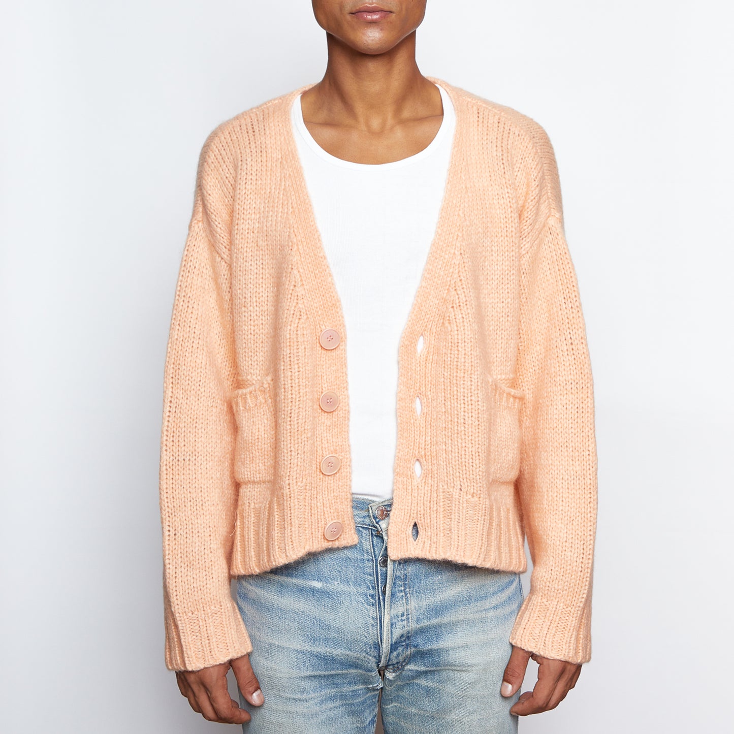 Alpaca Wool Cardigan-Salmon