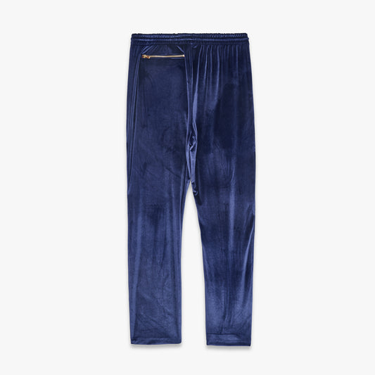 Pleated Velour Sweatpants-Night Blue