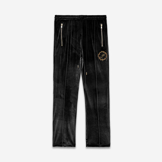 Pleated Velour Sweatpants-Noir